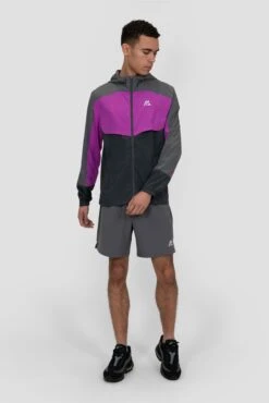 Breeze 2.0 Windbreaker - Cement Grey/Electric Purple/Asphalt -Sport Wear Daily Store BREEZE 2.0 WINDBREAKER CASTLEROCK PURPLE CACTUS FLOWER ASPHALT Full Front