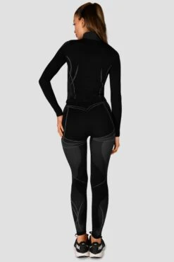 Contour Seamless 1/4 Zip - Black/Platinum Grey -Sport Wear Daily Store ContourSeamless1 4Zip Black PlatinumGrey FullBack