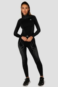 Contour Seamless 1/4 Zip - Black/Platinum Grey -Sport Wear Daily Store ContourSeamless1 4Zip Black PlatinumGrey FullFront
