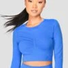 Evolve Seamless Crop - Egyptian Blue -Sport Wear Daily Store EVOLVE CORE SEAMLESS LS CROP Egyptian Blue close front