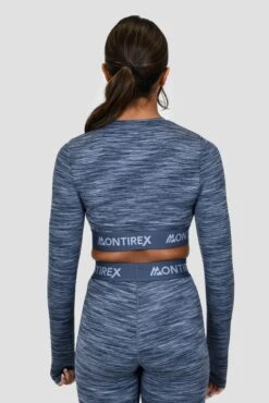 Icon Lite Long Sleeve Crop Top - Deep Indigo/Province/Greyed Indigo -Sport Wear Daily Store ICON CONTRAST 2.0 CROP DEEP INDIGO PROVINCE GREYED INDIGO close back