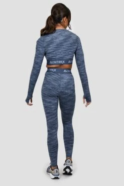 Icon Lite Long Sleeve Crop Top - Deep Indigo/Province/Greyed Indigo -Sport Wear Daily Store ICON CONTRAST 2.0 CROP DEEP INDIGO PROVINCE GREYED INDIGO full back