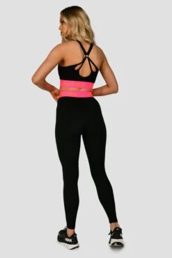 Icon Contrast Legging - Black/Neon Pink/Fiery Orange -Sport Wear Daily Store ICON CONTRAST LEGGING BLACK NEON PINK FIERY ORANGE full back