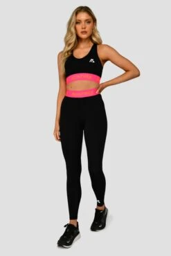 Icon Contrast Legging - Black/Neon Pink/Fiery Orange -Sport Wear Daily Store ICON CONTRAST LEGGING BLACK NEON PINK FIERY ORANGE full front
