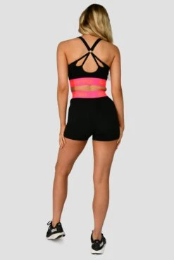 Icon Contrast Sports Bra - Black/Neon Pink/Fiery Orange -Sport Wear Daily Store ICON CONTRAST SPORTS BRA BLACK NEON PINK FIERY ORANGE back