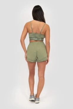 Icon Lite Bra - Khaki Multi -Sport Wear Daily Store ICON LITE BRA OIL GREEN FOUR LEAF CLOVER TEA Full Back