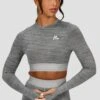 Icon Lite Long Sleeve Crop Top - Basalt/Nocturnal/Storm -Sport Wear Daily Store ICON LITE LS CROP BASALT NOCTURNAL STORM close front
