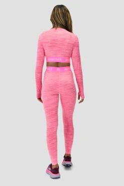 Icon Lite Long Sleeve Crop Top - Pink Multi -Sport Wear Daily Store ICON LITE LS CROP FUCHSHIA CANDY FLOSS PINK ROSE FRAMBOISE full back