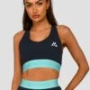 Icon Contrast Sports Bra - Midnight Blue/Arctic Blue/Neon Sky -Sport Wear Daily Store ICONCONTRAST BOOTYSHORTS NEONSKY MIDNIGHTBLUE CLOSEFRONT 1