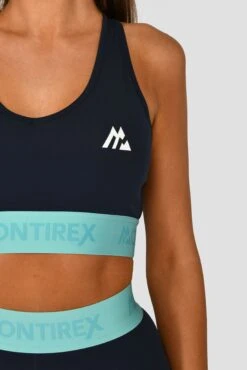 Icon Contrast Sports Bra - Midnight Blue/Arctic Blue/Neon Sky -Sport Wear Daily Store ICONCONTRASTSPORTSBRA NEONSKY MIDNIGHTBLUE CLOSEUPLOGO