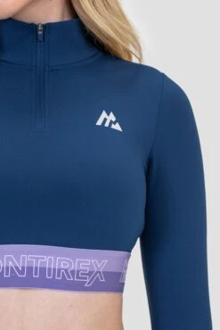 Icon Contrast 1/4 Zip - Agency/Occitania/Lavandula -Sport Wear Daily Store Icon Contrast 1 4 Zip Agency Occitania Lavandula logo detail