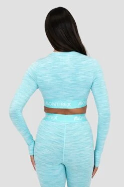 Icon Lite Long Sleeve Crop - Neon Sky/Summer Sky/Blue Icing -Sport Wear Daily Store Icon Lite Ls Crop Bluefish Tropical Breeze Spun Sugar Cooling Spray close back