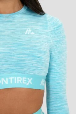 Icon Lite Long Sleeve Crop - Neon Sky/Summer Sky/Blue Icing -Sport Wear Daily Store Icon Lite Ls Crop Bluefish Tropical Breeze Spun Sugar Cooling Spray logo