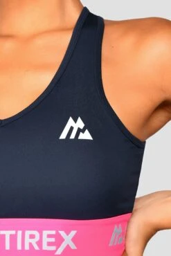 Icon Contrast Bra Top - Midnight Blue/Neon Pink/Capri -Sport Wear Daily Store IconContrastBraTop MidnightBlue NeonPink Capri close