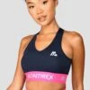 Icon Contrast Bra Top - Midnight Blue/Neon Pink/Capri -Sport Wear Daily Store IconContrastBraTop MidnightBlue NeonPink Capri closefront