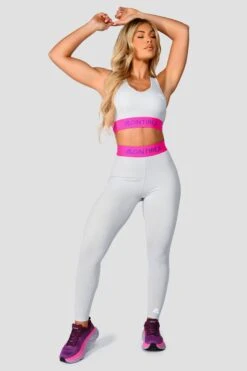 Icon Contrast Legging - Light Smoke Grey/Pink Glo/Electric Purple -Sport Wear Daily Store IconContrastLegging LightSmokeGrey PinkGlo ElectricPurple fullfront