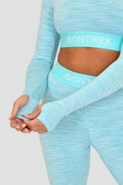 Icon Lite Long Sleeve Crop - Neon Sky/Summer Sky/Blue Icing -Sport Wear Daily Store IconLiteLsCrop Bluefish TropicalBreeze SpunSugar CoolingSpray sleeve