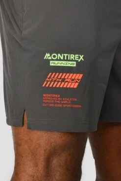 MTX Run Vital Short - Cement Grey/Jet Grey -Sport Wear Daily Store MTX RUN VITAL SHORT JET GREY logo detail