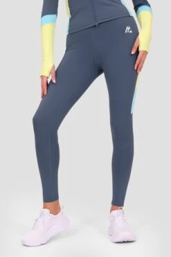 Power Panelled 2.0 Legging - Greyed Indigo/Citrus/Neon Sky -Sport Wear Daily Store PowerPanelled2.0Legging VintageIndigo ShadowLime Bluefishfront