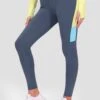 Power Panelled 2.0 Legging - Greyed Indigo/Citrus/Neon Sky -Sport Wear Daily Store PowerPanelled2.0Legging VintageIndigo ShadowLime Bluefishsidelogo