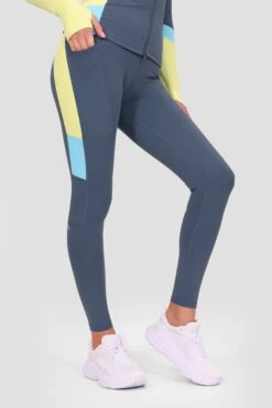 Power Panelled 2.0 Legging - Greyed Indigo/Citrus/Neon Sky -Sport Wear Daily Store PowerPanelled2.0Legging VintageIndigo ShadowLime Bluefishsideother