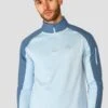 Summit Poly 1/4 Zip - Moonstone Marl/Steel Blue -Sport Wear Daily Store SUMMIT POLY 1 4 ZIP MOONSTONE MARL STEEL BLUE close front