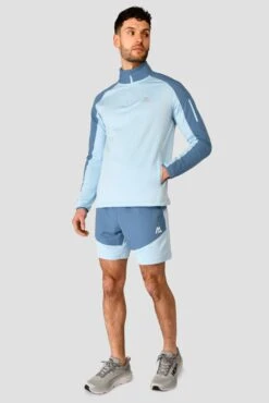 Summit Poly Short - Moonstone Marl/Steel Blue 11 Summit Poly Short - Moonstone Marl/Steel Blue -Sport Wear Daily Store SUMMIT POLY 1 4 ZIP MOONSTONE MARL STEEL BLUE front 1