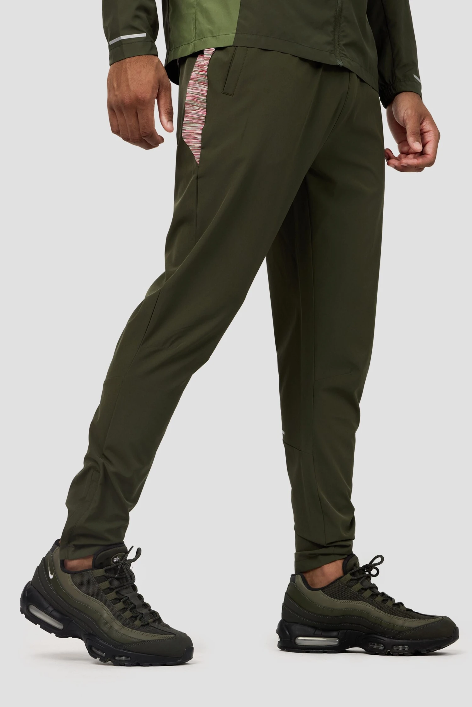 Trail Panel Running Pant - Khaki/Pink/Red 4 Trail Panel Running Pant - Khaki/Pink/Red - Image 2