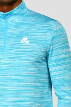 Trail 2.0 1/4 Zip - Neon Blue/White -Sport Wear Daily Store TRAIL 1 4 ZIP BLUEFISH ATOMIC BLUE WHITE logo detail