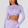Trail Icon Long Sleeve Crop Top - Lilac Multi -Sport Wear Daily Store TRAIL ICON LS CROP LILAC BLOOM MAGNOLIA PEARLY HEATHER AMETHYST close front