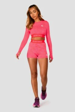 Trail Icon Long Sleeve Crop - Neon Pink/Red -Sport Wear Daily Store TRAIL ICON LS CROP NEON PINK MAGENTA PINK PUNCH SHOCKING PINK FIESTA RED front