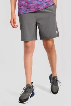 Junior Trail Panel Short - Dark Grey/Navy/Pink -Sport Wear Daily Store TRAIL PANEL SHORT CEMENT GREY MIDNIGHT BLUE SHOCKING PINK front