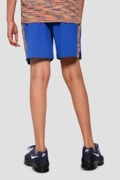 Junior Trail Panel Short - Cobalt/Neon Orange/Lime/Blue -Sport Wear Daily Store TRAIL PANEL SHORT COBALT SAFETY ORANGE LIME FROST back