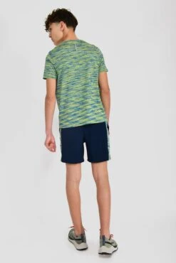 Junior Trail Panel Short - Navy/Neon Blue/Lime -Sport Wear Daily Store TRAIL PANEL SHORT MIDNIGHT BLUE NEON BLUE LIME FROST fullback