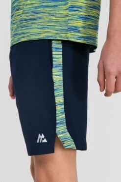 Junior Trail Panel Short - Navy/Neon Blue/Lime -Sport Wear Daily Store TRAIL PANEL SHORT MIDNIGHT BLUE NEON BLUE LIME FROST logo detail