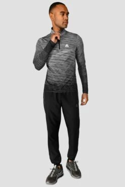 Trail Seamless 1/4 Zip - Black/Grey Multi -Sport Wear Daily Store TRAIL SEAMLESS 1 4 ZIP BLACK WHITE CEMENT GREY Full front