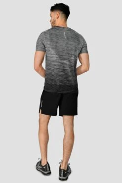 Trail Seamless T-Shirt - Black/Grey Multi -Sport Wear Daily Store TRAIL SEAMLESS TEE BLACK WHITE CEMENT GREY full back
