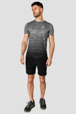 Trail Seamless T-Shirt - Black/Grey Multi -Sport Wear Daily Store TRAIL SEAMLESS TEE BLACK WHITE CEMENT GREY full front