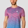 Trail Seamless T-Shirt - Pink/Blue -Sport Wear Daily Store TRAIL SEAMLESS TEE HIBISCUS MAYA BLUE close front