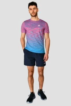 Trail Seamless T-Shirt - Pink/Blue 10 Trail Seamless T-Shirt - Pink/Blue -Sport Wear Daily Store TRAIL SEAMLESS TEE HIBISCUS MAYA BLUE front