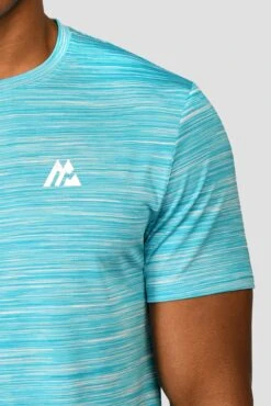 Trail 2.0 T-Shirt - Neon Blue/White -Sport Wear Daily Store TRAILTEE NEON SKY MAYA BLUE WHITE LOGO DETAIL