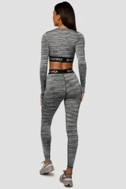 Trail Icon Long Sleeve Crop - Black/Grey Multi -Sport Wear Daily Store Trail Icon LS Crop GREY BLACK WHITE Full Back